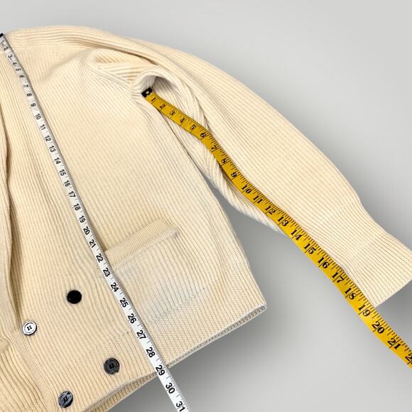 Claiborne Vintage 100% Wool Oversized Cardigan Sweater Shawl Women Size L Beige - Picture 10 of 12